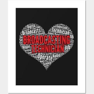 Broadcasting Technician Heart Shape Word Cloud print Posters and Art